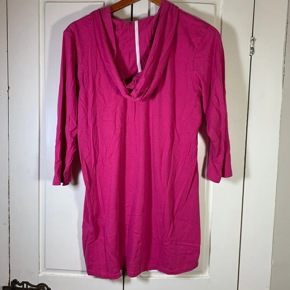 The Black Dog Girls Pink‎ Hooded Beach Cover Up Top Large Preppy Summer Coastal